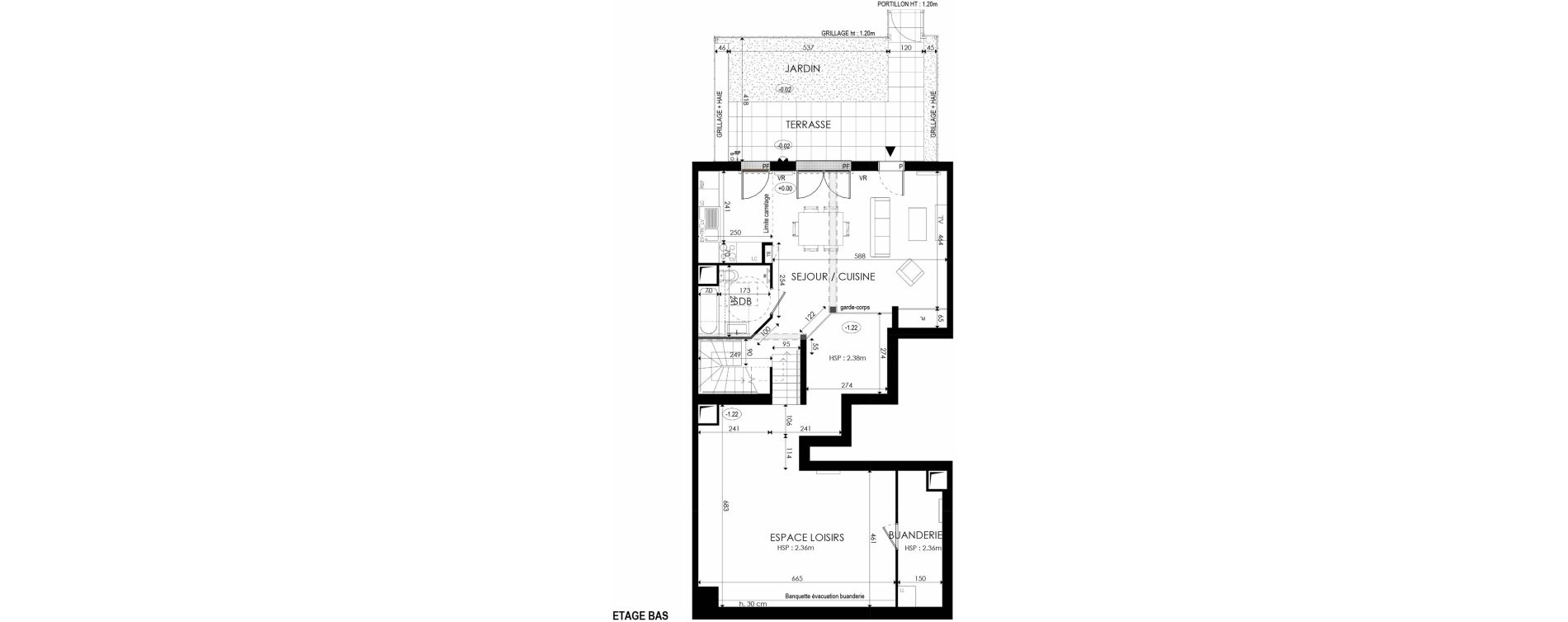 Duplex T4 de 139,22 m2 &agrave; Nanterre La boule champs-pierreux