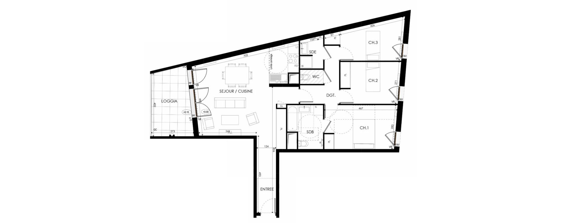 Appartement T4 de 87,38 m2 &agrave; Nanterre La boule champs-pierreux