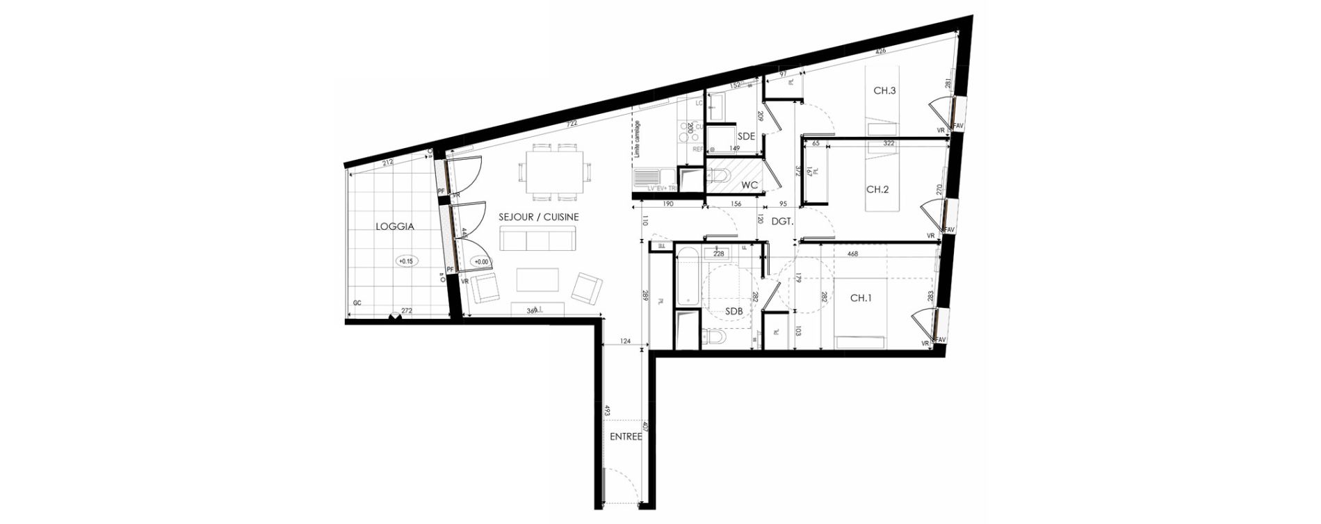 Appartement T4 de 87,39 m2 &agrave; Nanterre La boule champs-pierreux