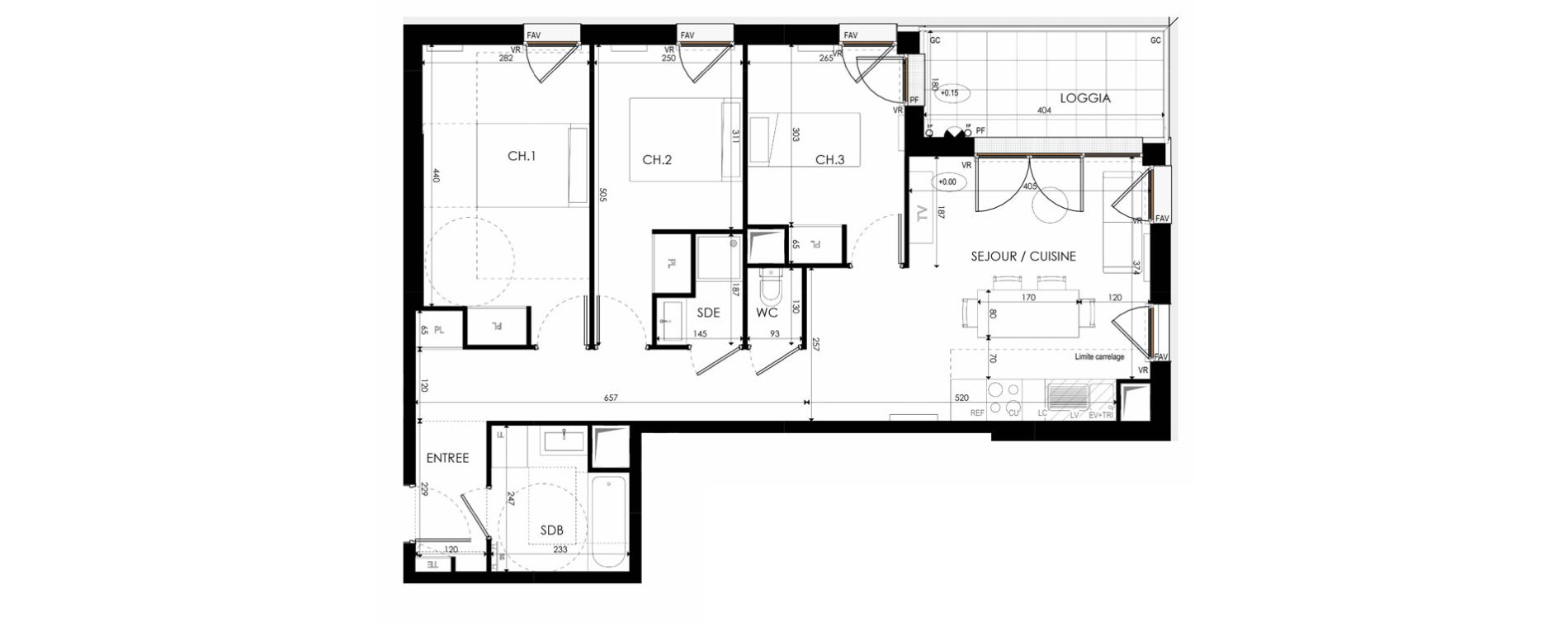 Appartement T4 de 74,95 m2 &agrave; Nanterre La boule champs-pierreux