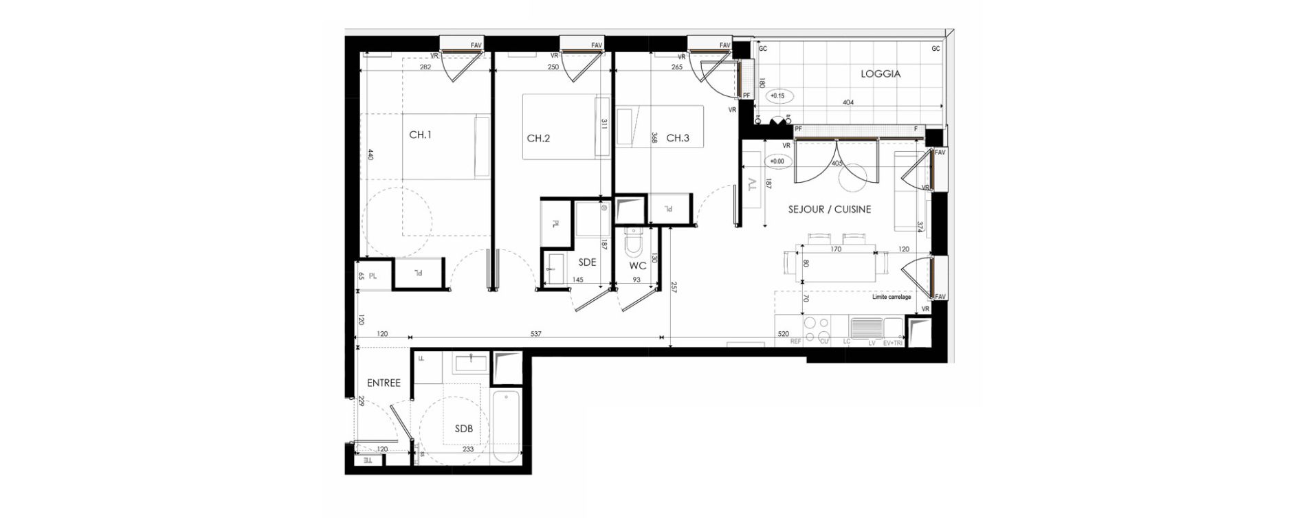 Appartement T4 de 74,95 m2 &agrave; Nanterre La boule champs-pierreux