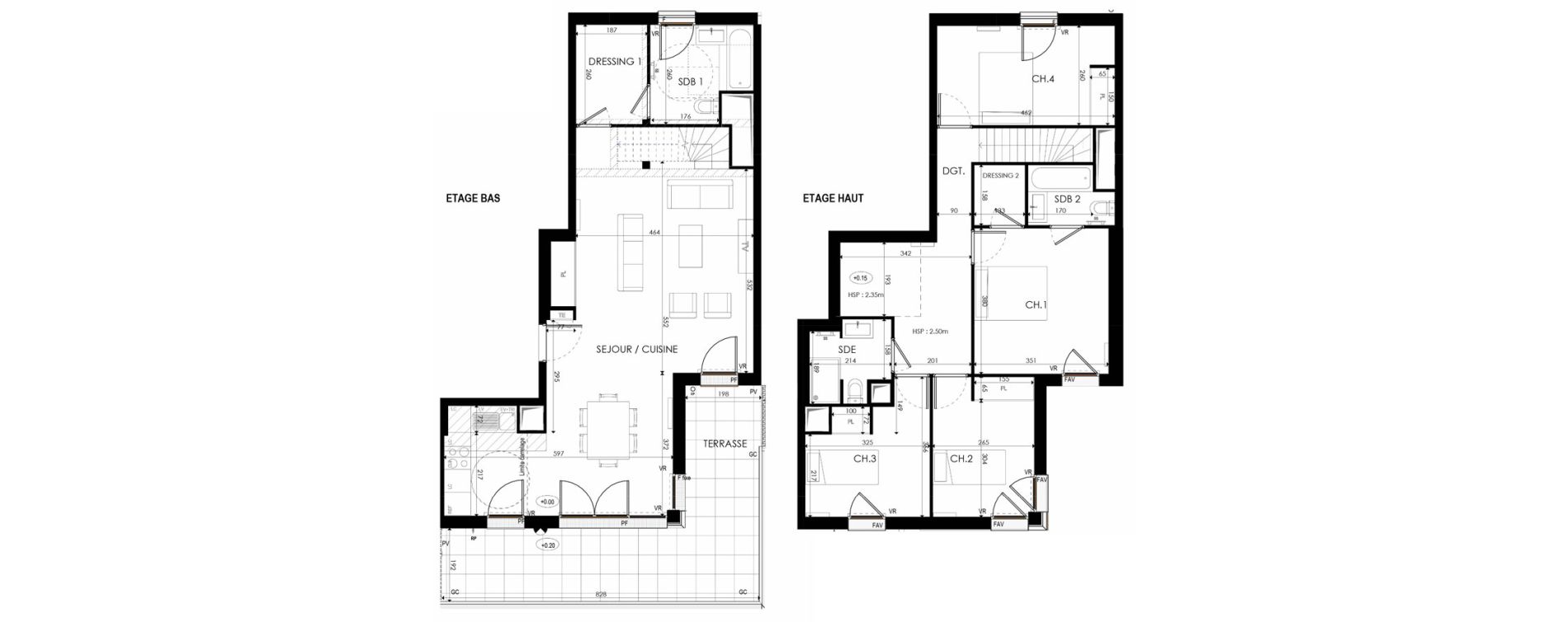 Duplex T5 de 128,07 m2 &agrave; Nanterre La boule champs-pierreux