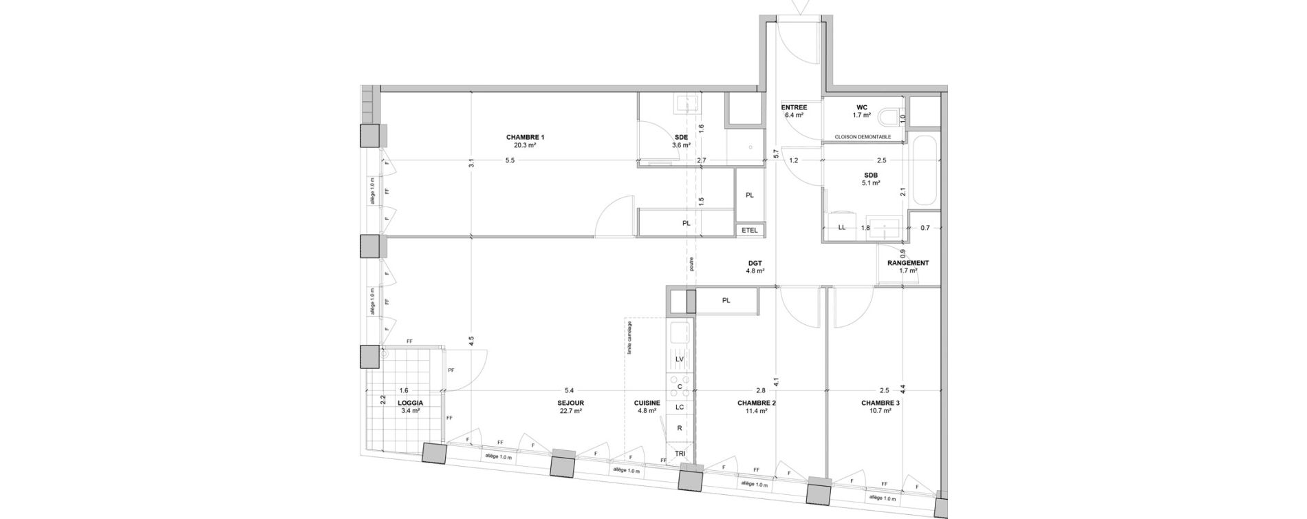 Appartement T4 de 93,20 m2 &agrave; Nanterre Les groues