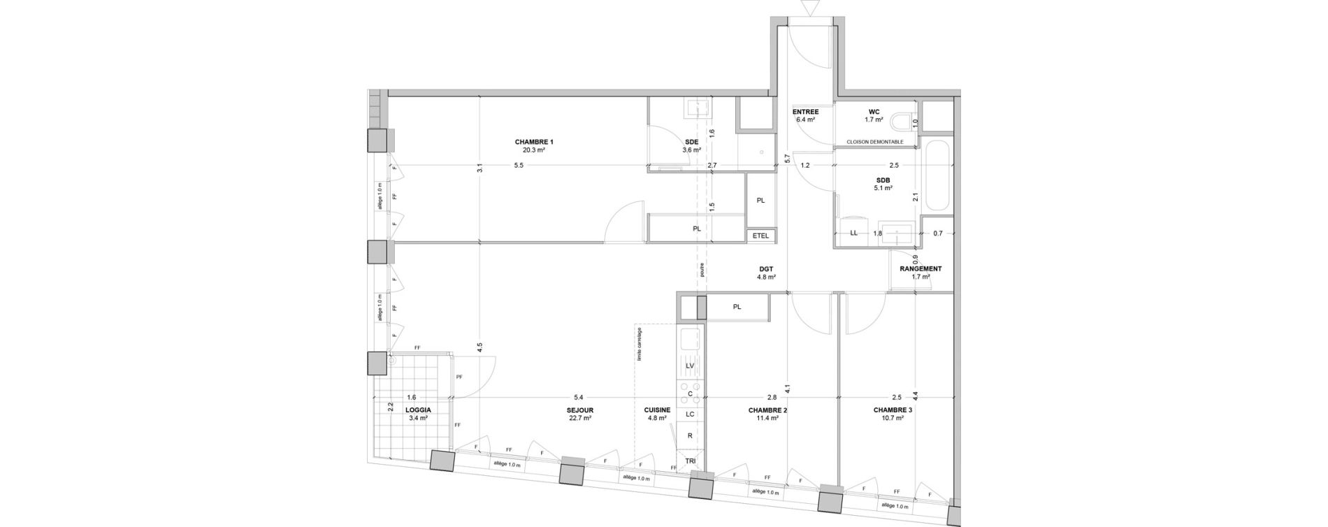 Appartement T4 de 93,20 m2 &agrave; Nanterre Les groues