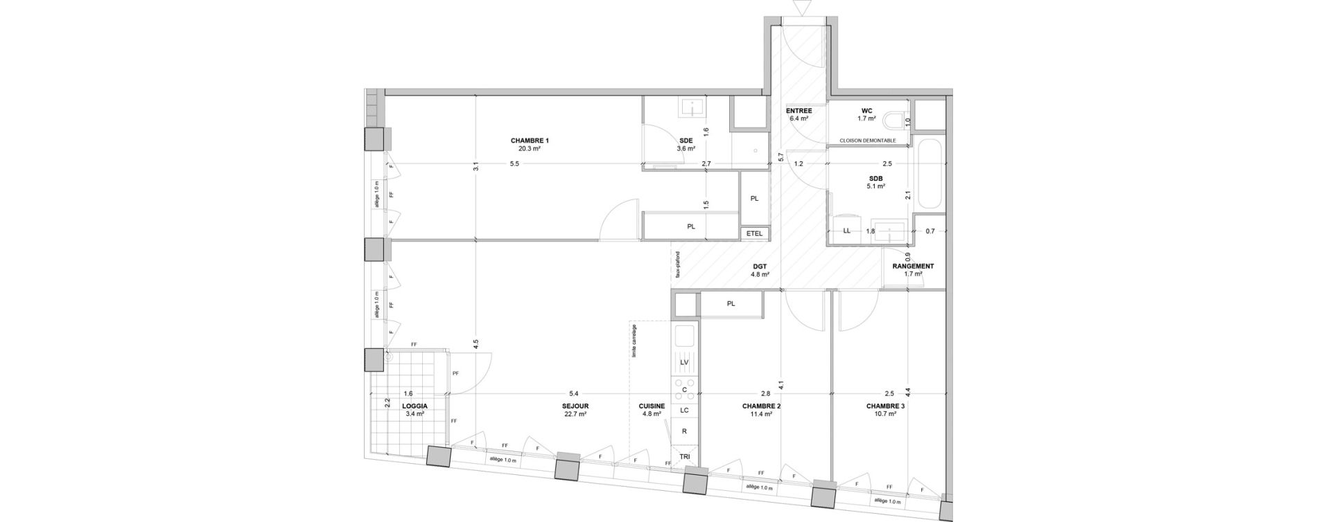 Appartement T4 de 93,20 m2 &agrave; Nanterre Les groues