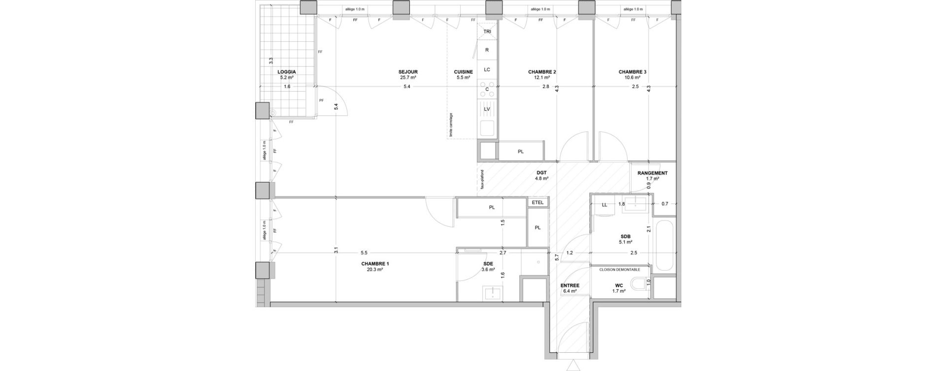 Appartement T4 de 97,50 m2 &agrave; Nanterre Les groues