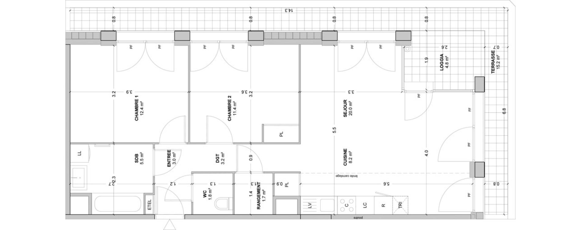 Appartement T3 de 67,20 m2 &agrave; Nanterre Les groues