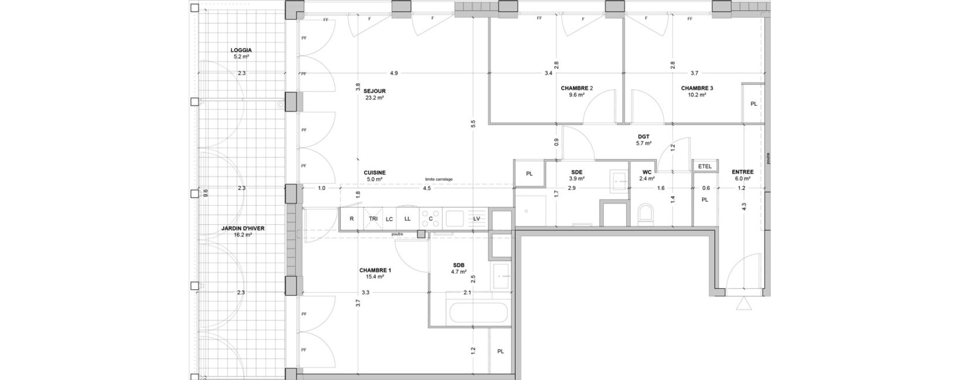 Appartement T4 de 86,20 m2 &agrave; Nanterre Les groues