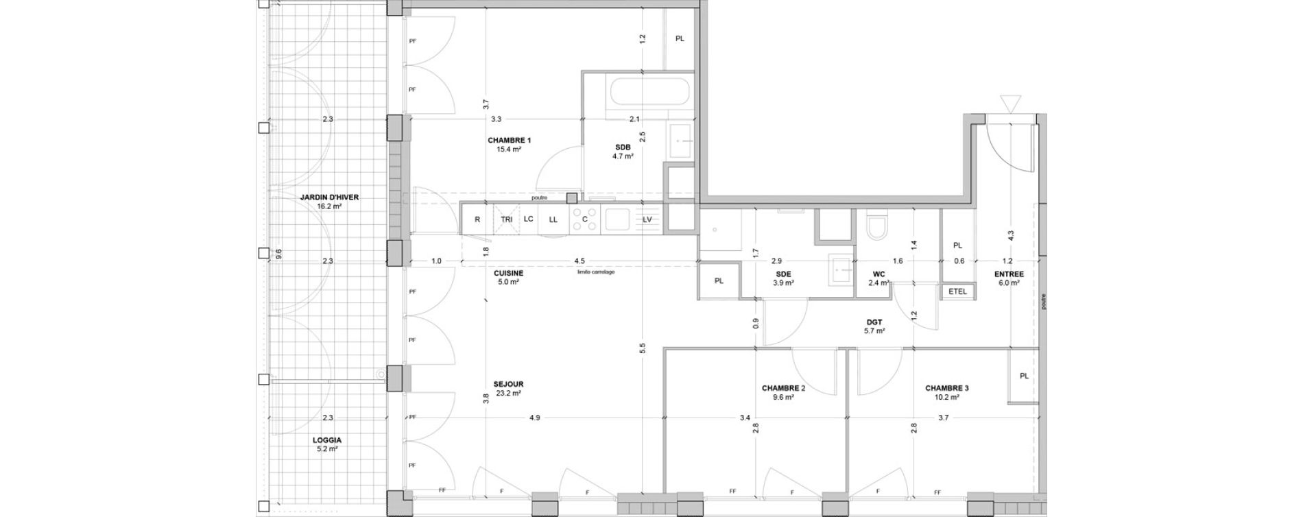 Appartement T4 de 86,20 m2 &agrave; Nanterre Les groues