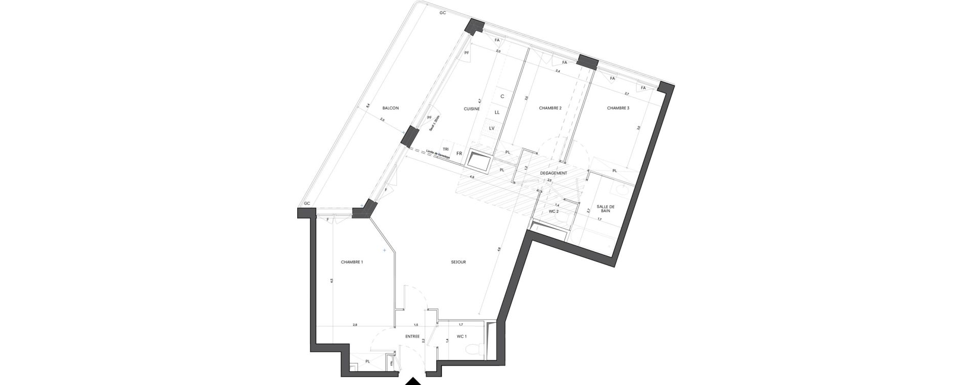 Appartement T4 de 82,71 m2 &agrave; Nanterre Les groues