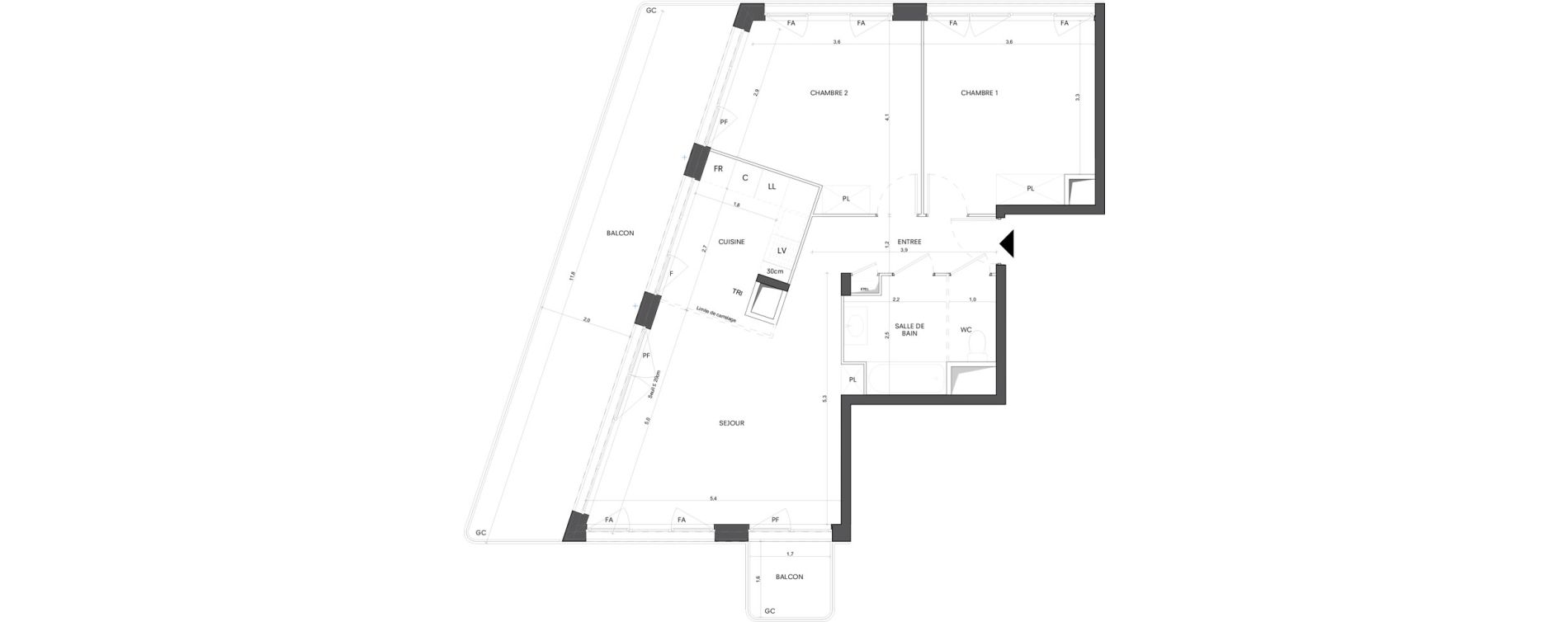 Appartement T3 de 69,61 m2 &agrave; Nanterre Les groues