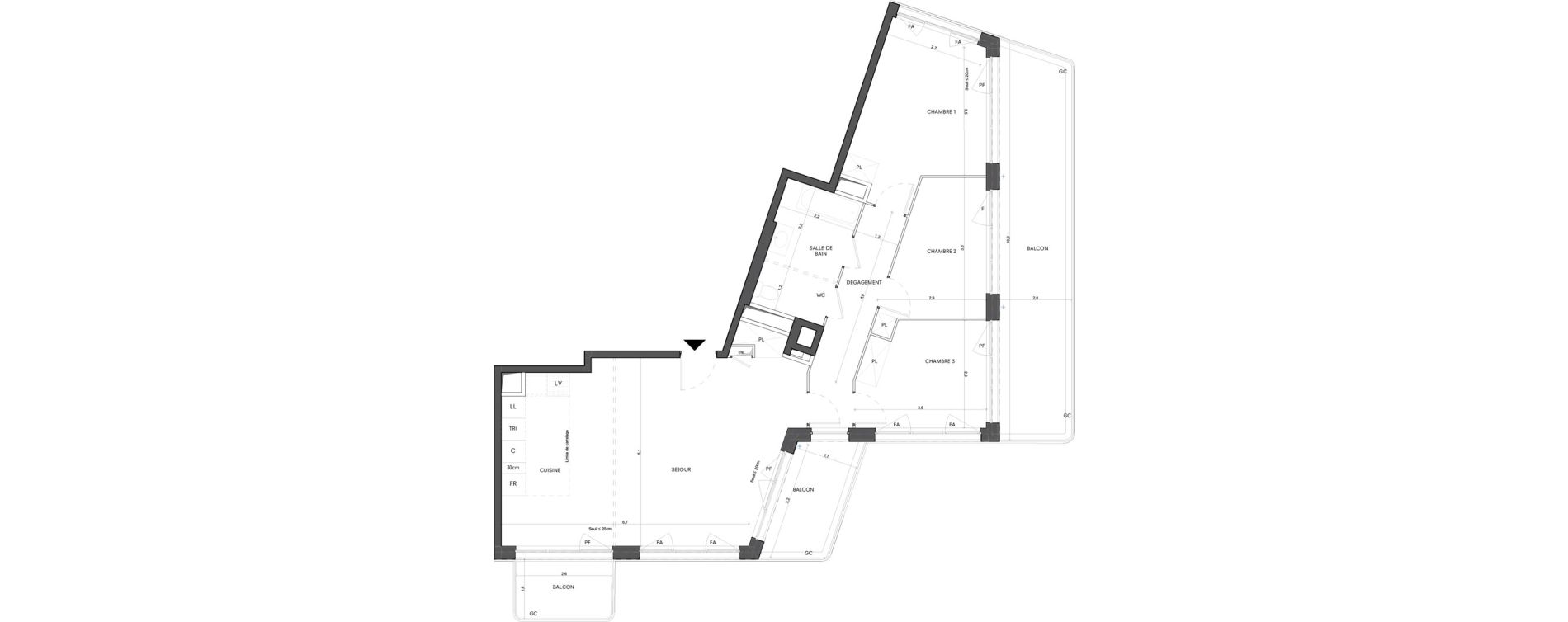 Appartement T4 de 86,45 m2 &agrave; Nanterre Les groues