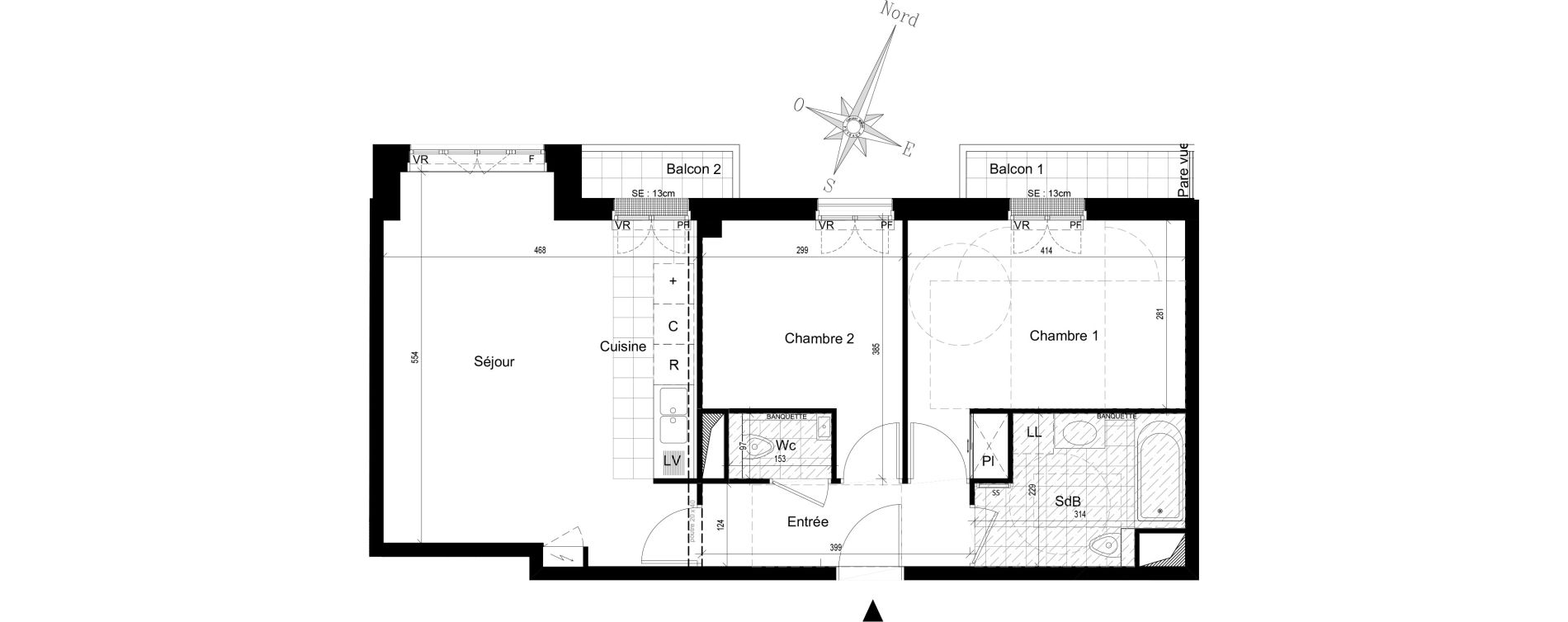Appartement T3 de 59,52 m2 &agrave; Puteaux Jaur&egrave;s