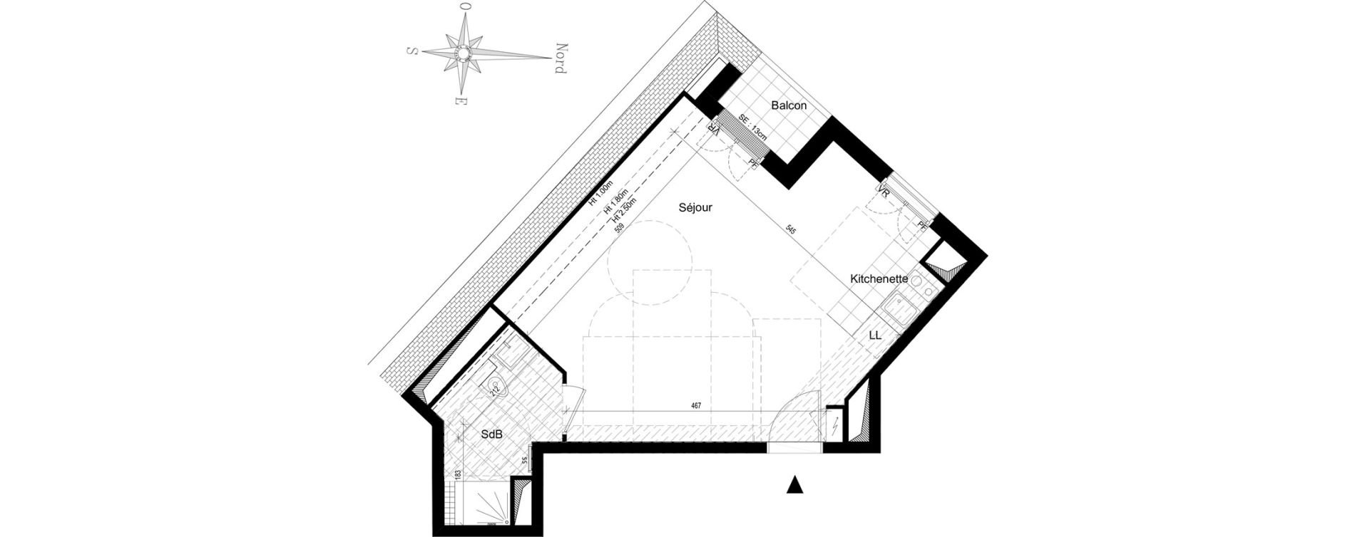 Appartement T1 de 35,41 m2 &agrave; Puteaux Jaur&egrave;s