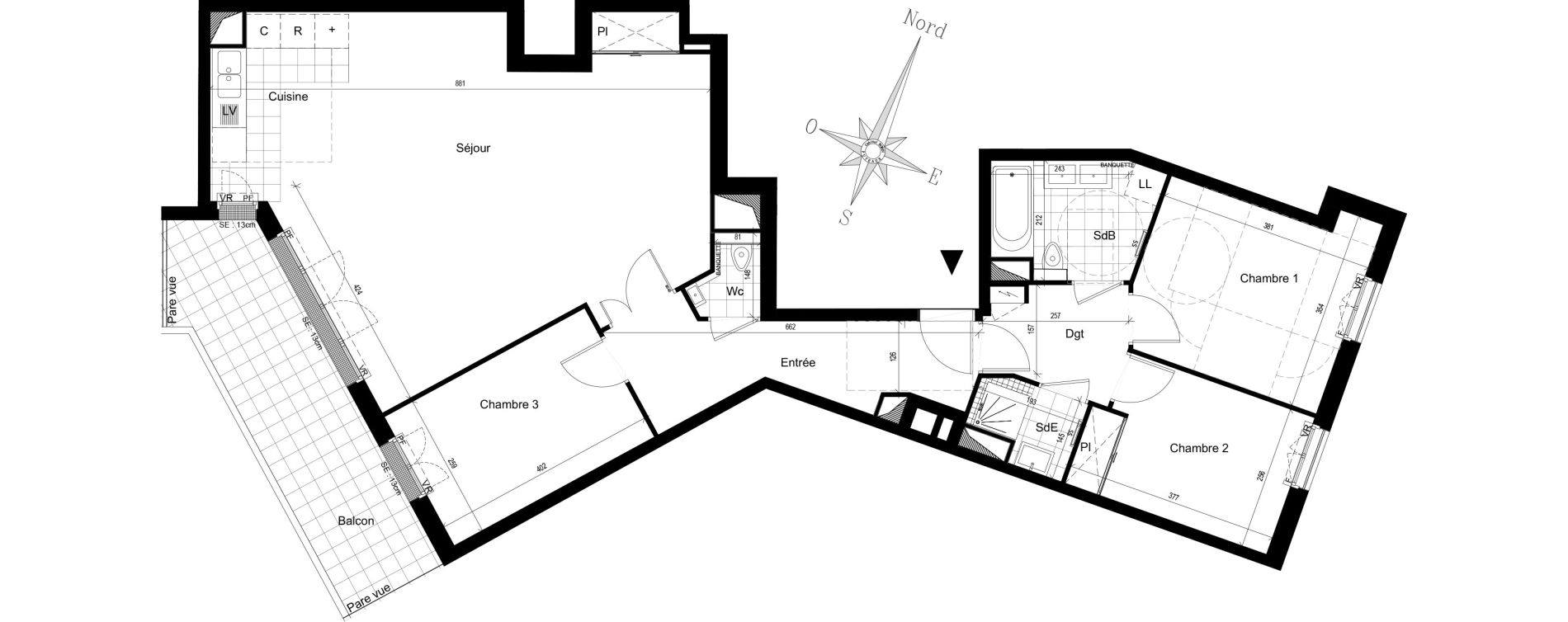 Appartement T4 de 99,00 m2 &agrave; Puteaux Jaur&egrave;s