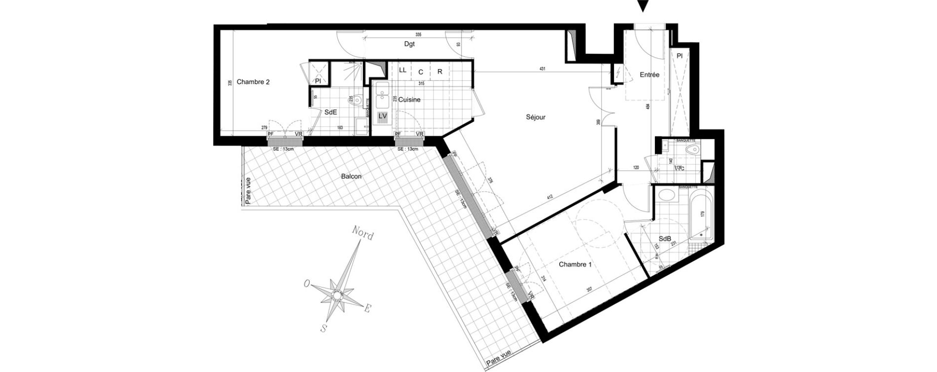 Appartement T3 de 78,76 m2 &agrave; Puteaux Jaur&egrave;s