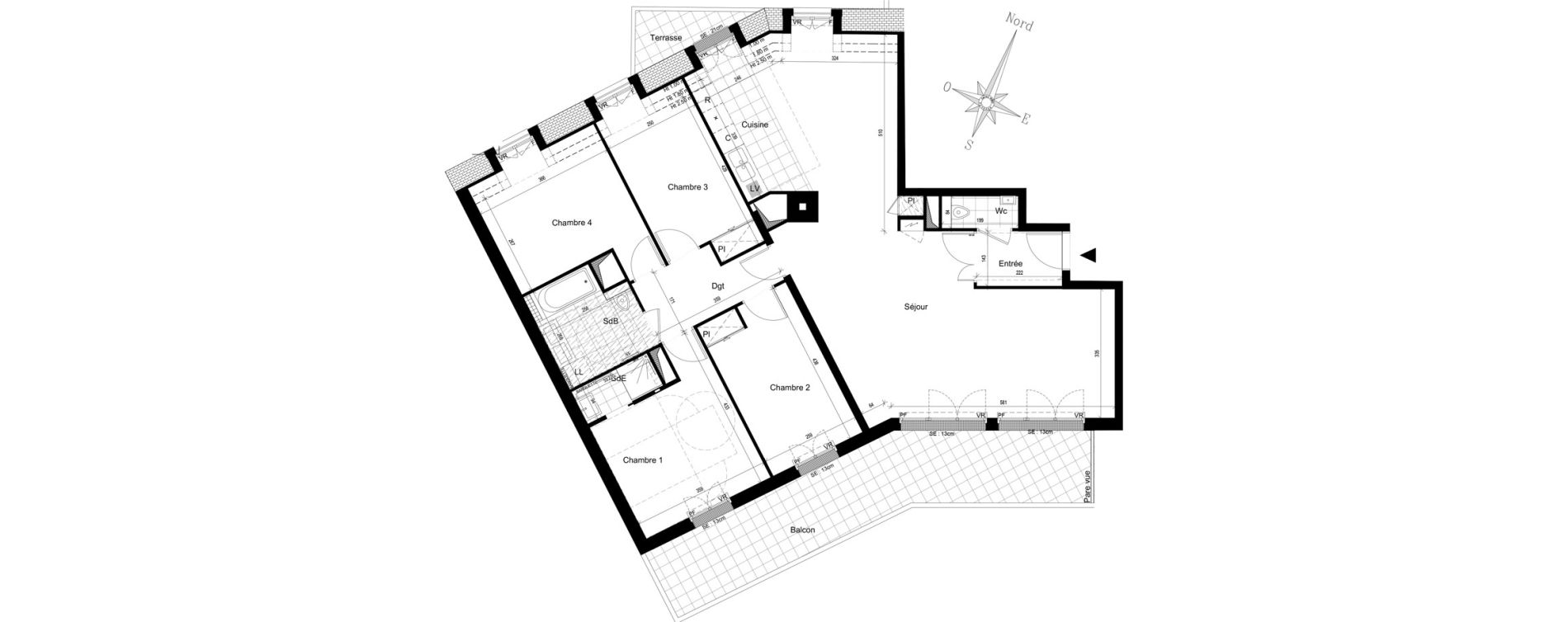 Appartement T5 de 119,49 m2 &agrave; Puteaux Jaur&egrave;s