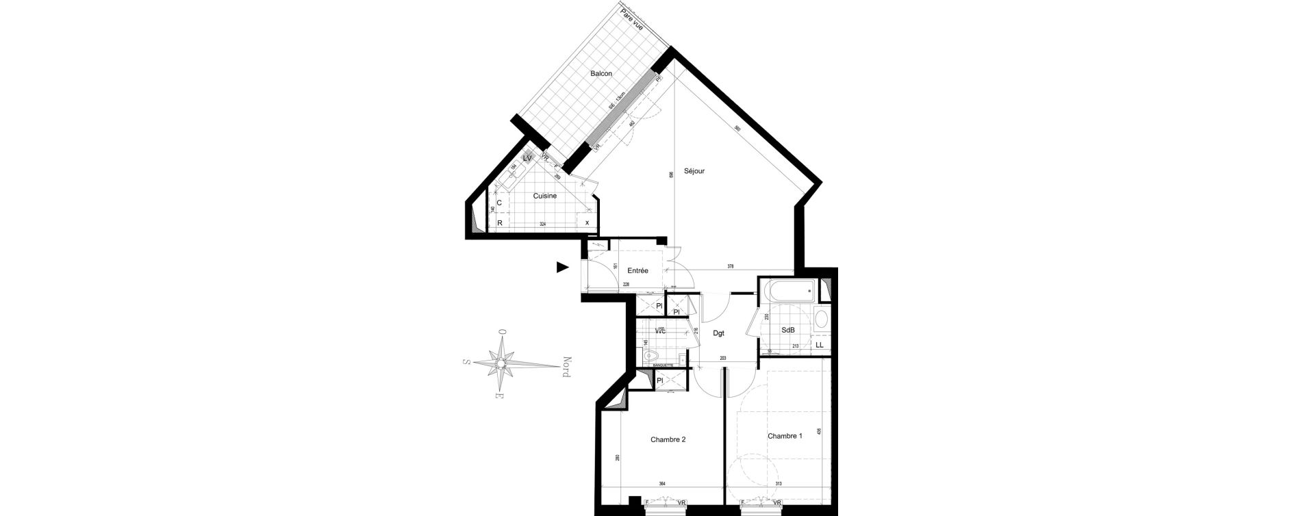 Appartement T3 de 77,14 m2 &agrave; Puteaux Jaur&egrave;s
