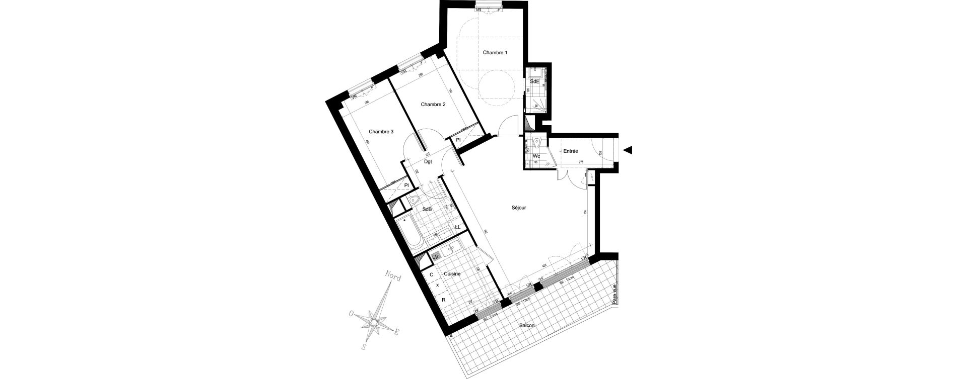 Appartement T4 de 84,64 m2 &agrave; Puteaux Jaur&egrave;s