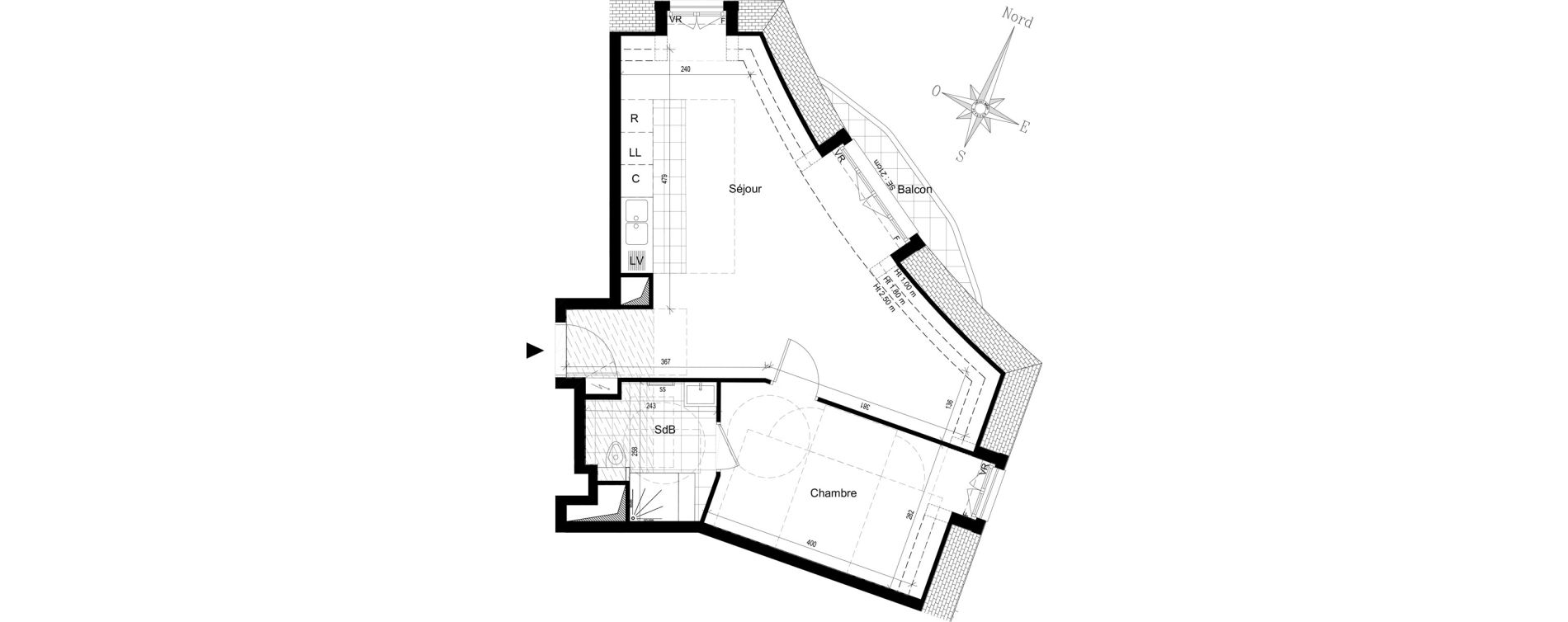 Appartement T2 de 48,73 m2 &agrave; Puteaux Jaur&egrave;s