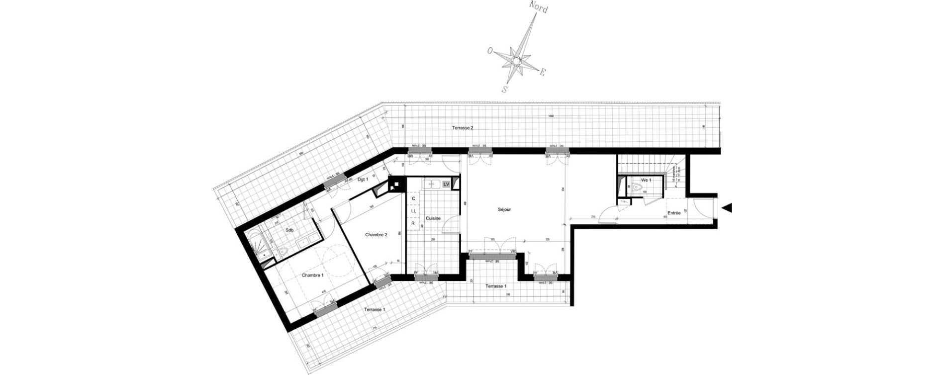 Souplex T5 de 124,78 m2 &agrave; Puteaux Jaur&egrave;s