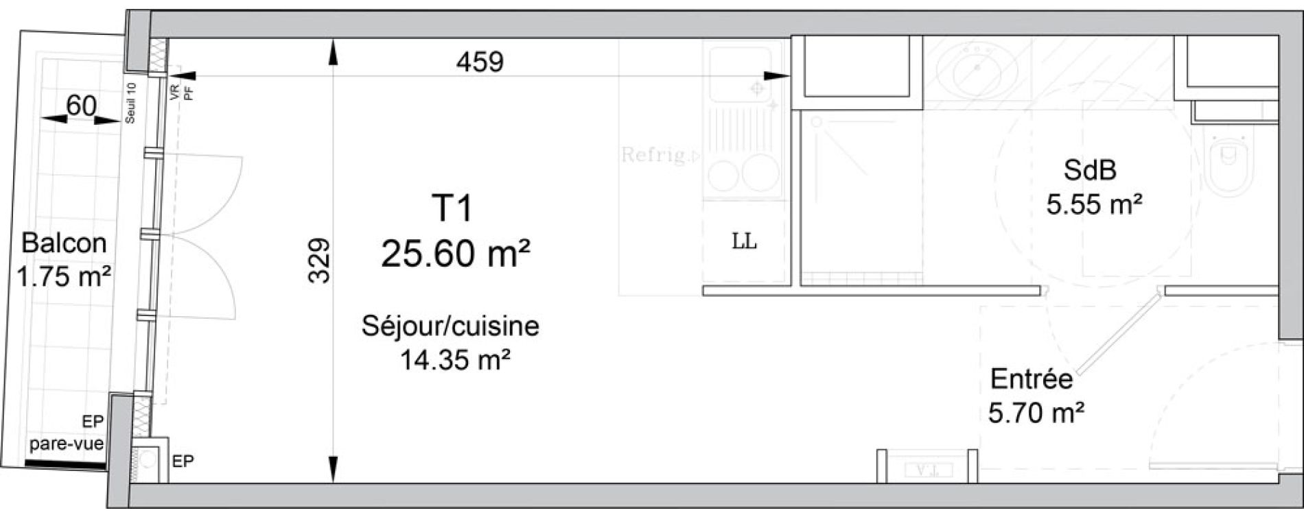 Appartement T1 de 25,60 m2 &agrave; Puteaux Wallace