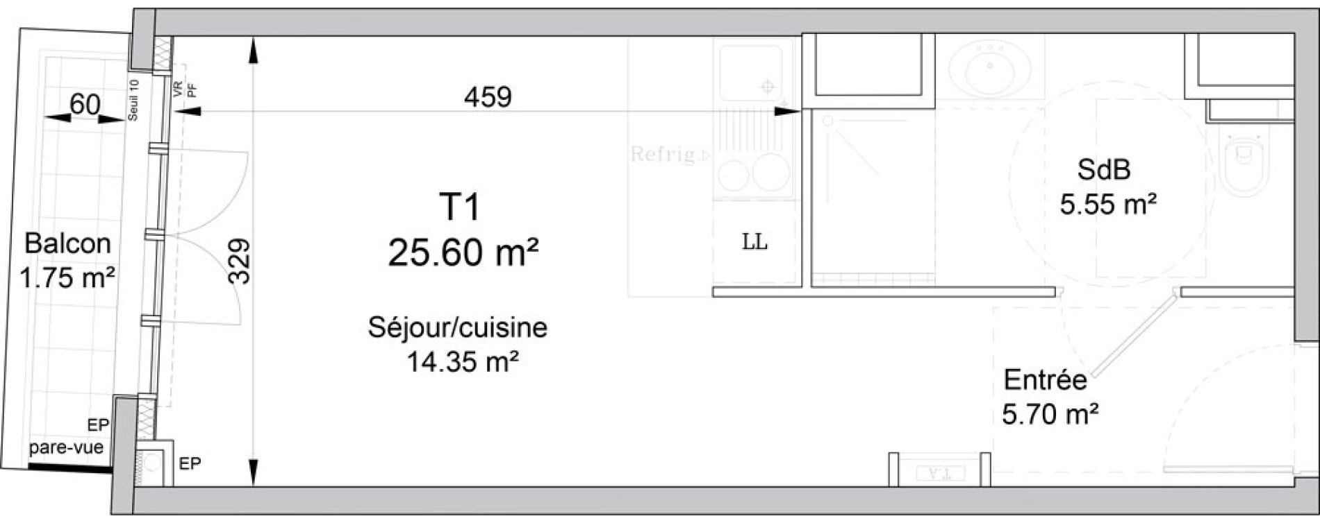 Appartement T1 de 25,60 m2 &agrave; Puteaux Wallace