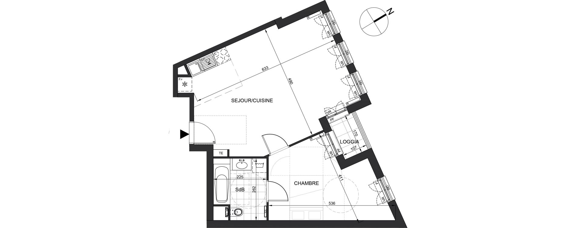 Appartement T2 de 49,55 m2 &agrave; Puteaux Les bergeres