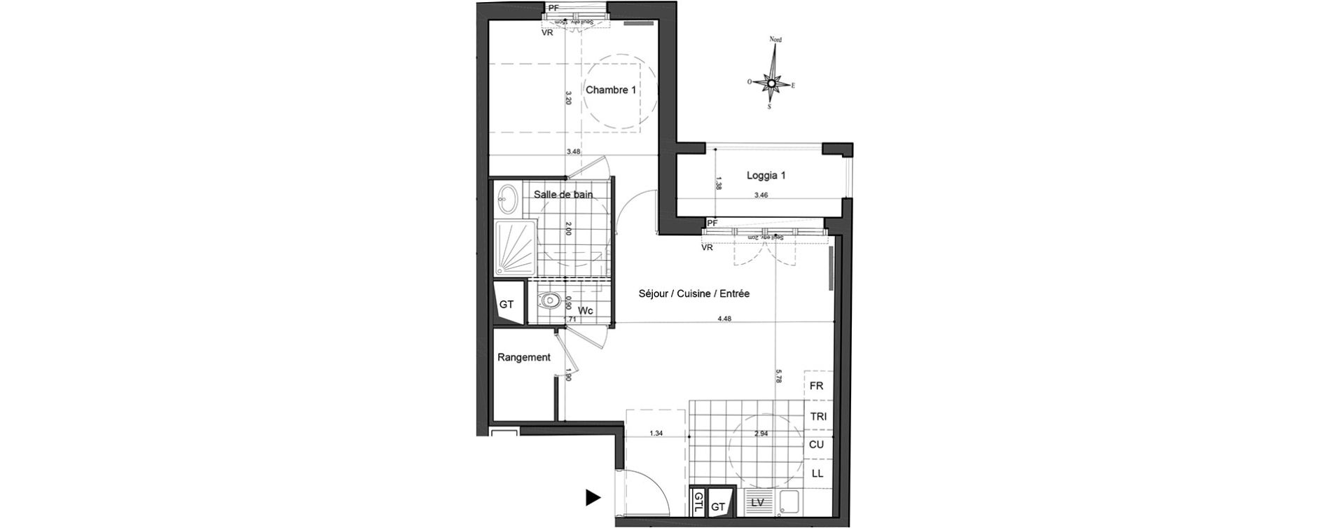 Appartement T2 de 47,96 m2 &agrave; Puteaux Les bergeres