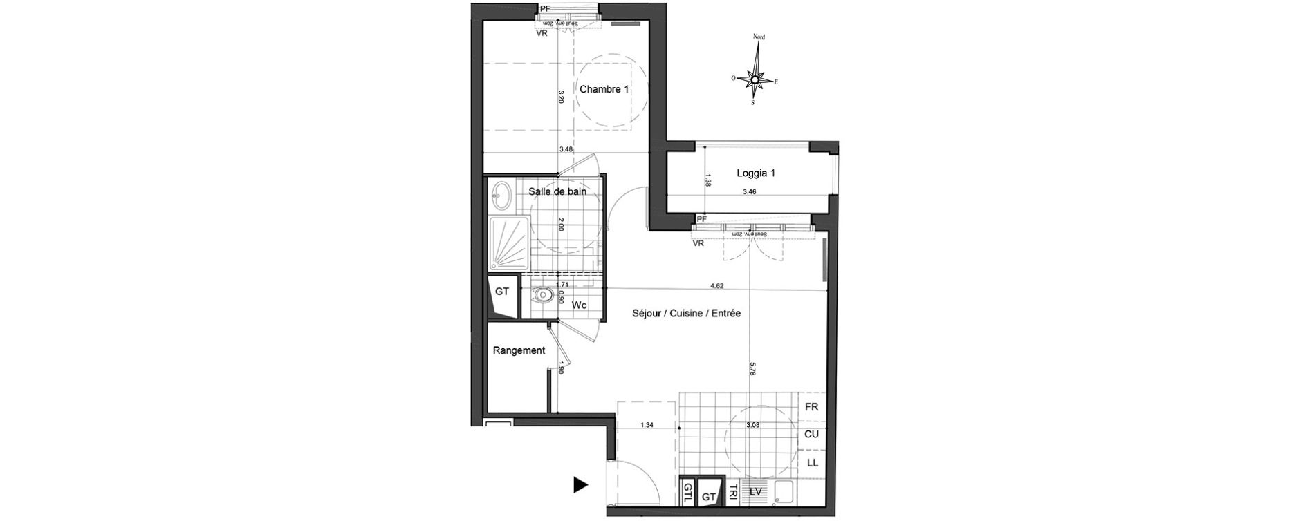 Appartement T2 de 48,77 m2 &agrave; Puteaux Les bergeres