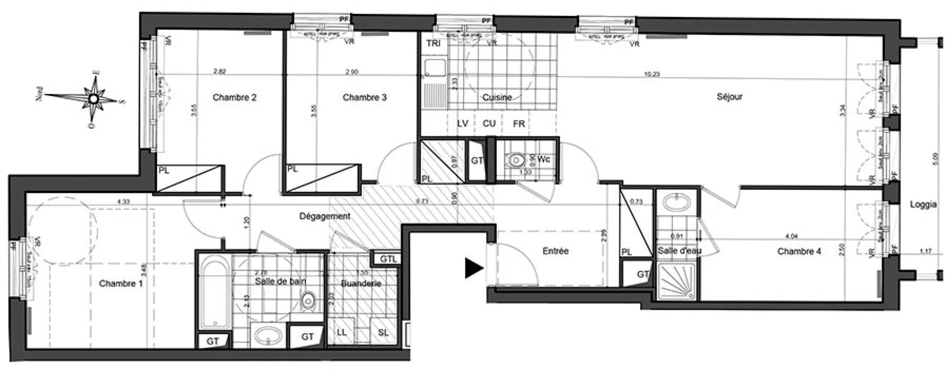 Appartement T5 de 101,54 m2 &agrave; Puteaux Les bergeres