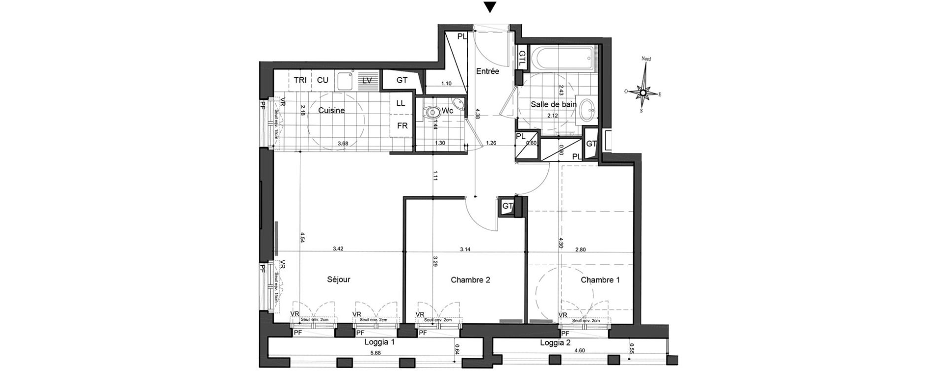 Appartement T3 de 61,60 m2 &agrave; Puteaux Les bergeres