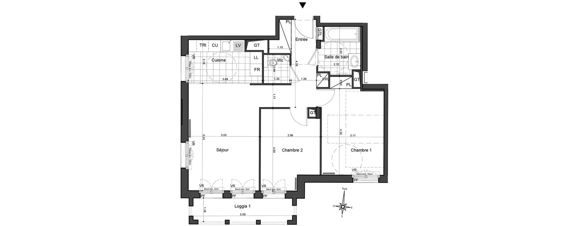 Appartement T3 de 66,90 m2 &agrave; Puteaux Les bergeres