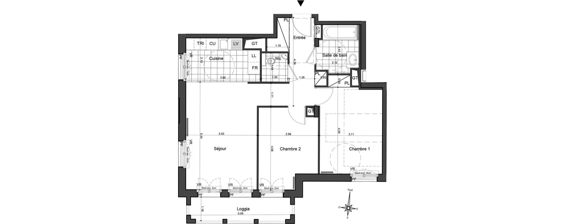 Appartement T3 de 66,90 m2 &agrave; Puteaux Les bergeres