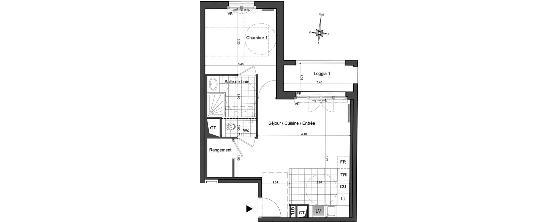 Appartement T2 de 47,96 m2 &agrave; Puteaux Les bergeres