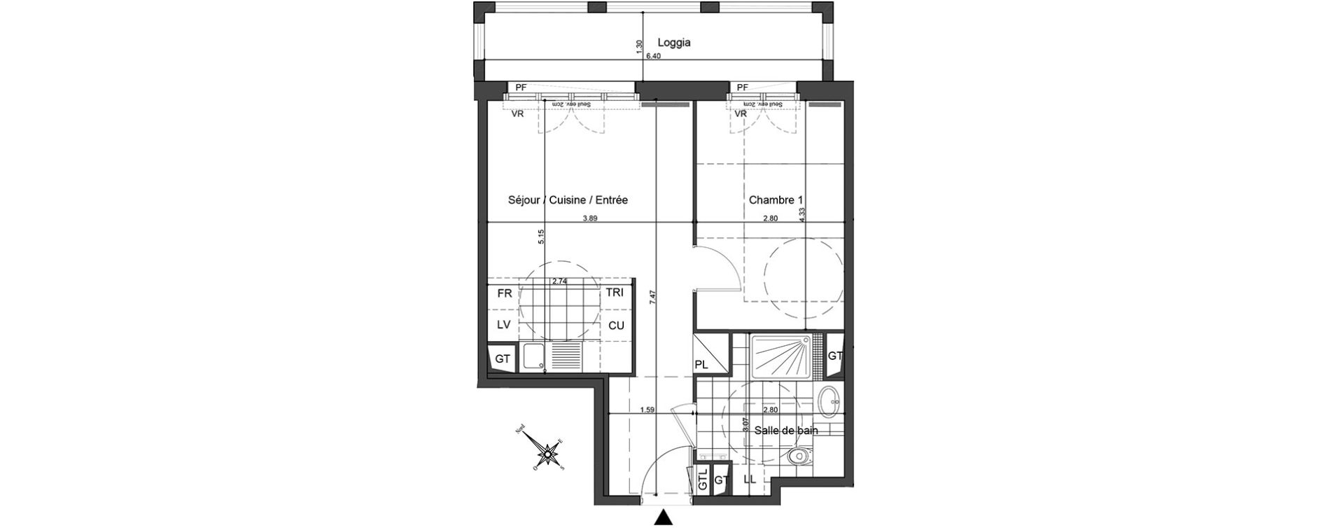 Appartement T2 de 42,58 m2 &agrave; Puteaux Les bergeres