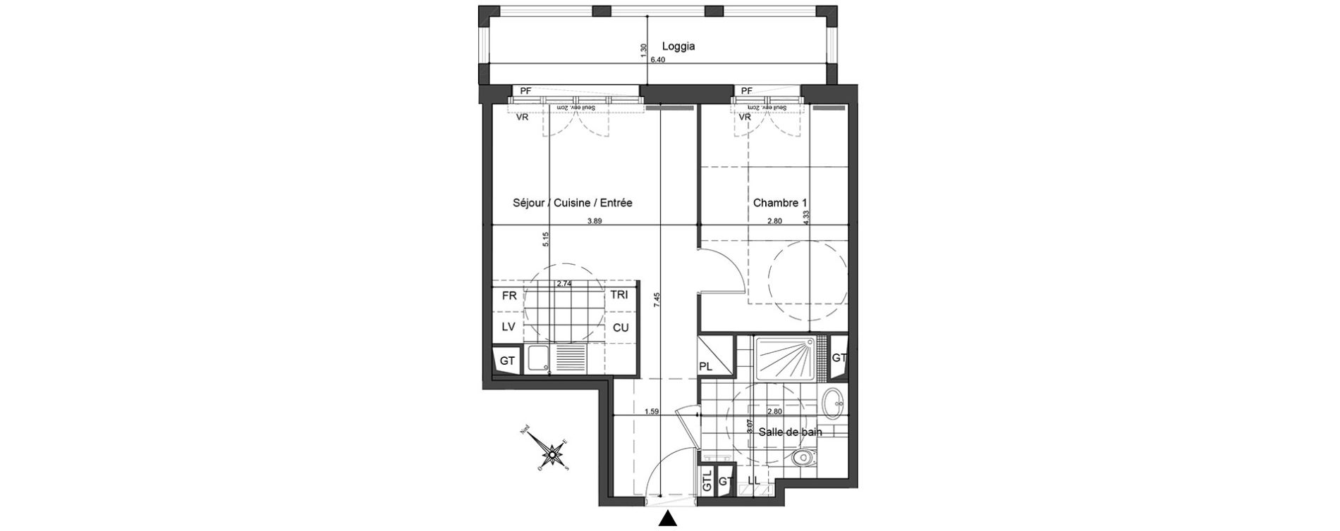 Appartement T2 de 42,58 m2 &agrave; Puteaux Les bergeres
