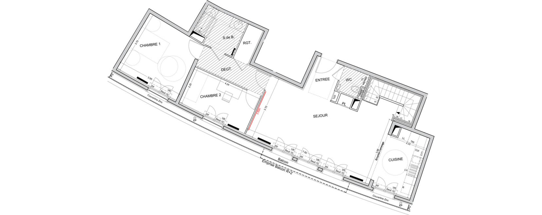 Duplex T4 de 117,02 m2 &agrave; Puteaux Les bergeres