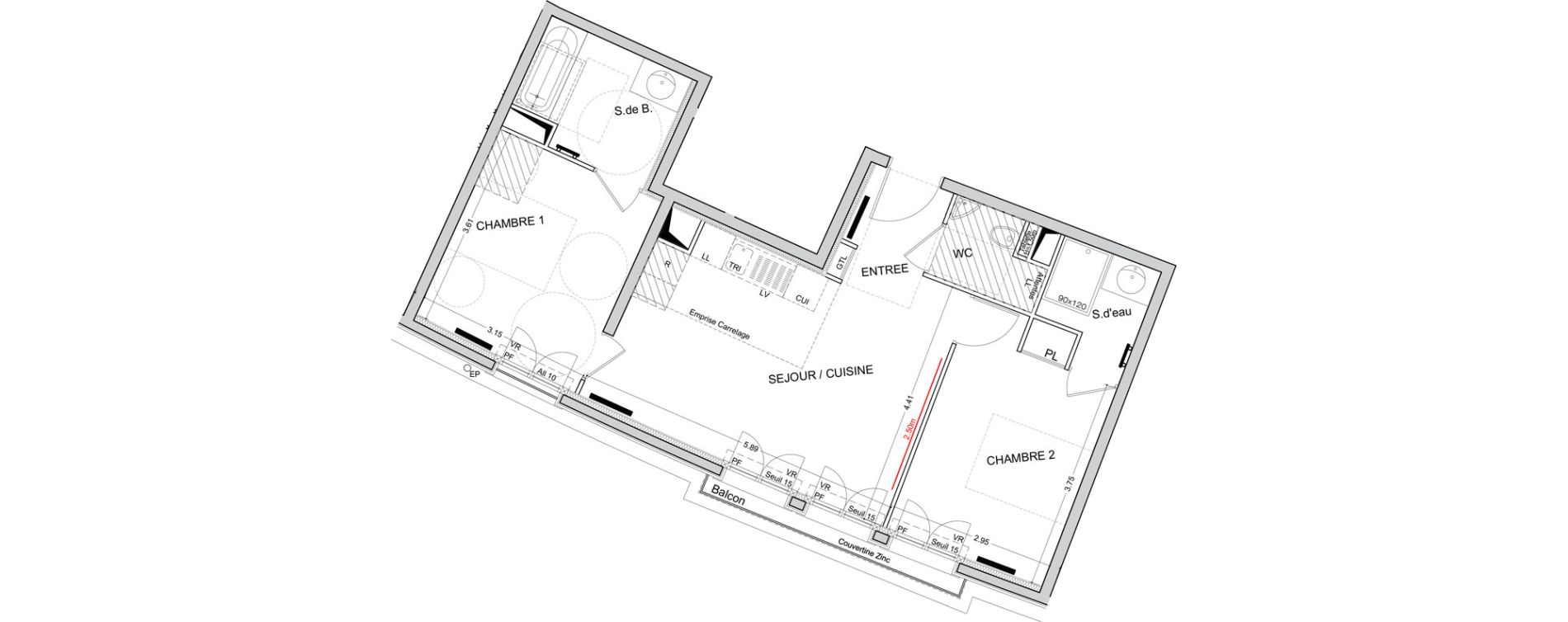 Appartement T3 de 59,97 m2 &agrave; Puteaux Les bergeres