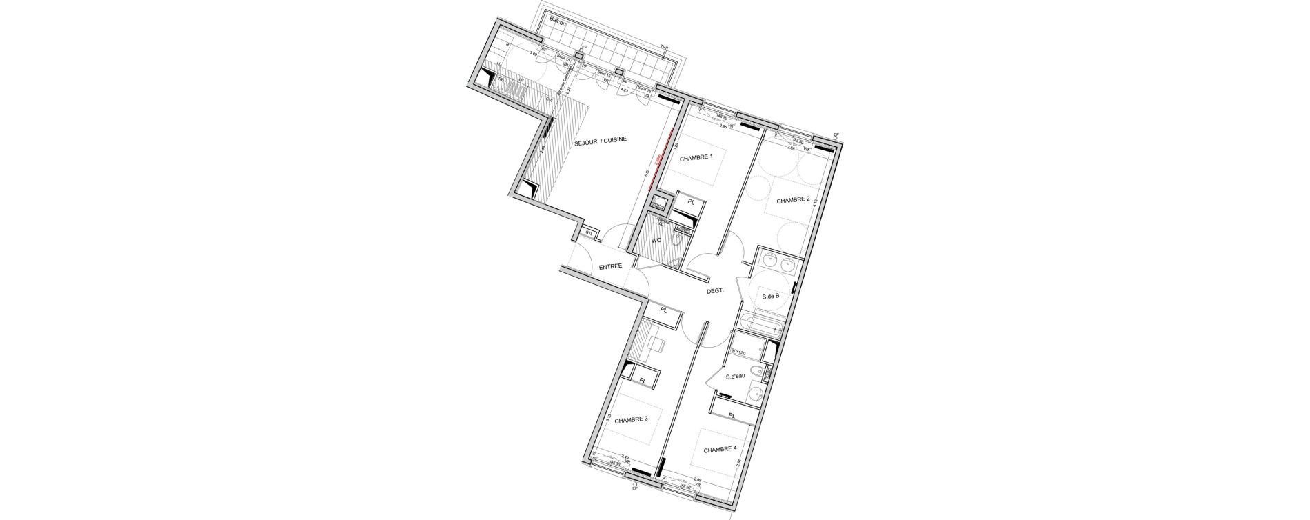 Appartement T5 de 104,66 m2 &agrave; Puteaux Les bergeres