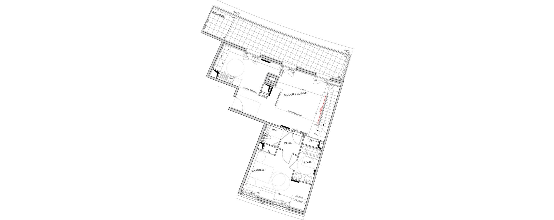 Duplex T6 de 145,91 m2 &agrave; Puteaux Les bergeres