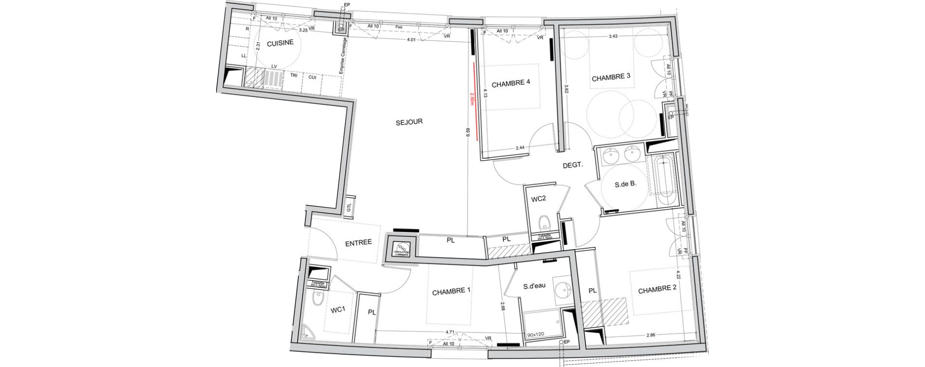 Appartement T5 de 111,01 m2 &agrave; Puteaux Les bergeres