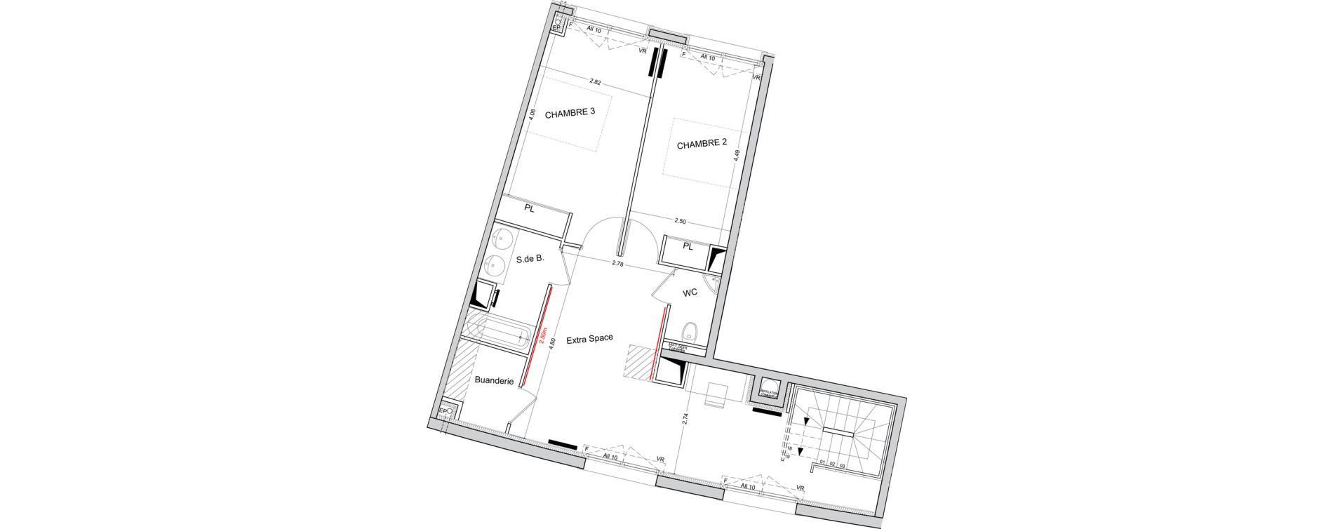 Duplex T4 de 120,05 m2 &agrave; Puteaux Les bergeres