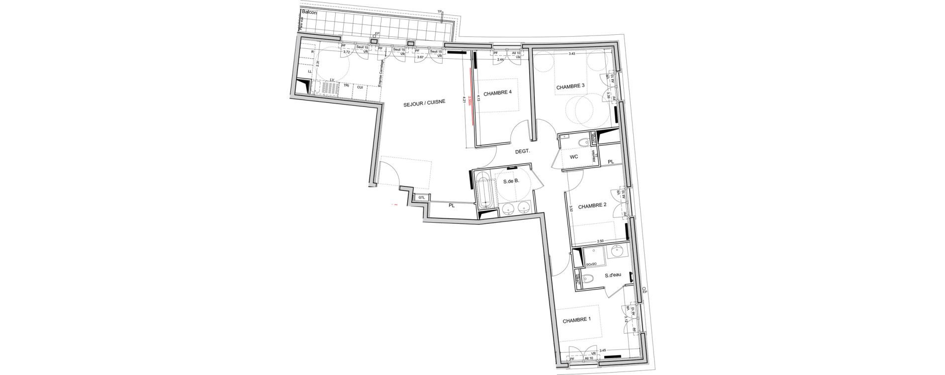 Appartement T5 de 97,79 m2 &agrave; Puteaux Les bergeres
