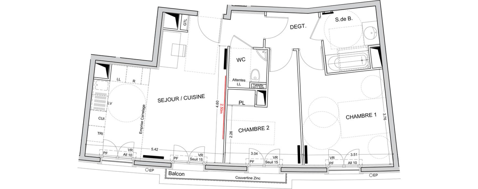 Appartement T3 de 58,54 m2 &agrave; Puteaux Les bergeres