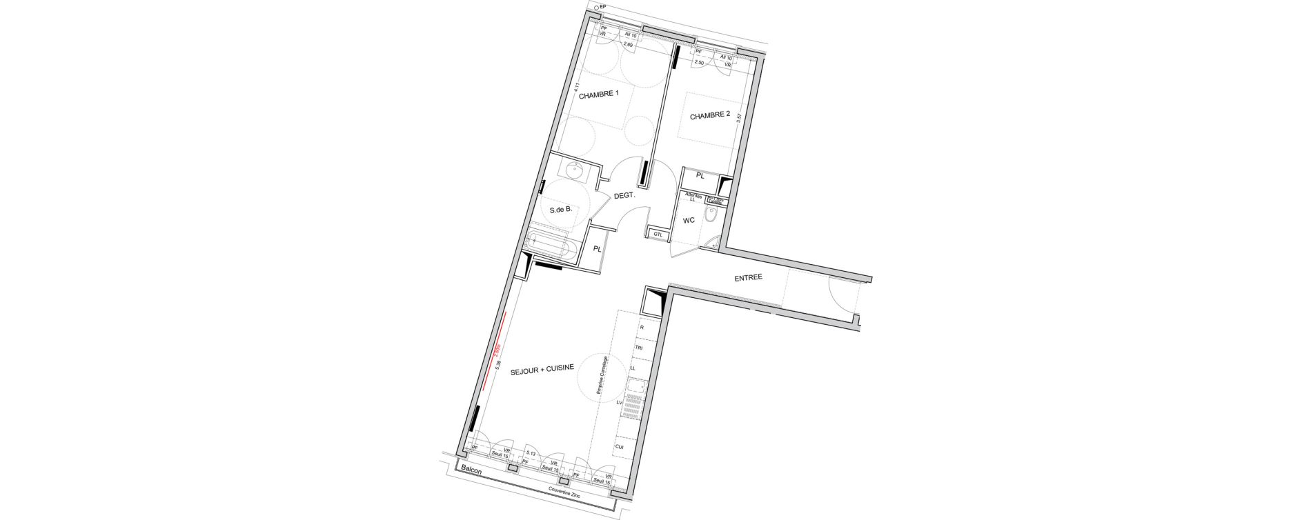 Appartement T3 de 73,13 m2 &agrave; Puteaux Les bergeres
