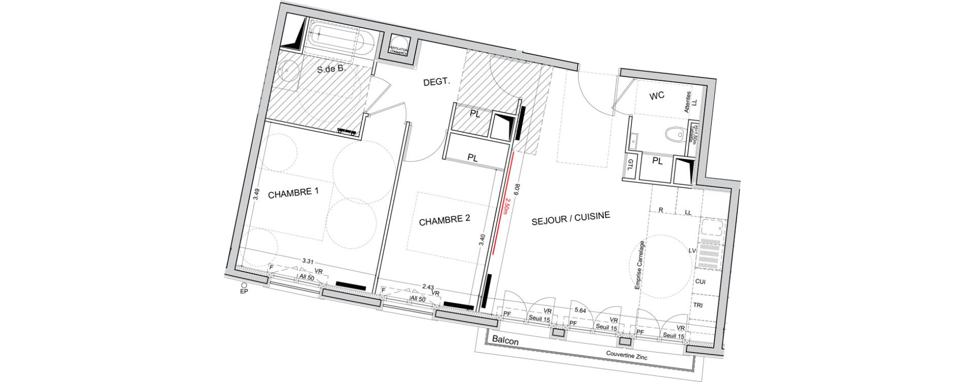 Appartement T3 de 62,41 m2 &agrave; Puteaux Les bergeres