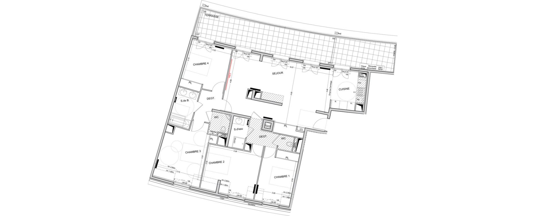 Appartement T5 de 120,05 m2 &agrave; Puteaux Les bergeres