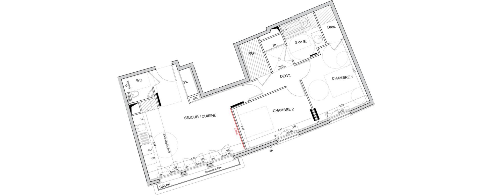 Appartement T3 de 68,84 m2 &agrave; Puteaux Les bergeres