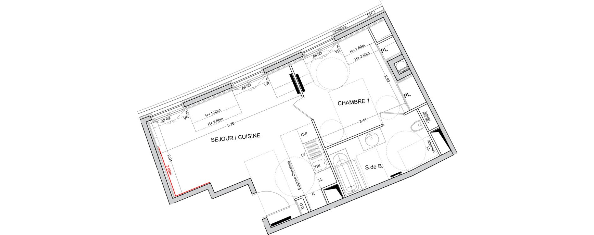 Appartement T2 de 42,20 m2 &agrave; Puteaux Les bergeres